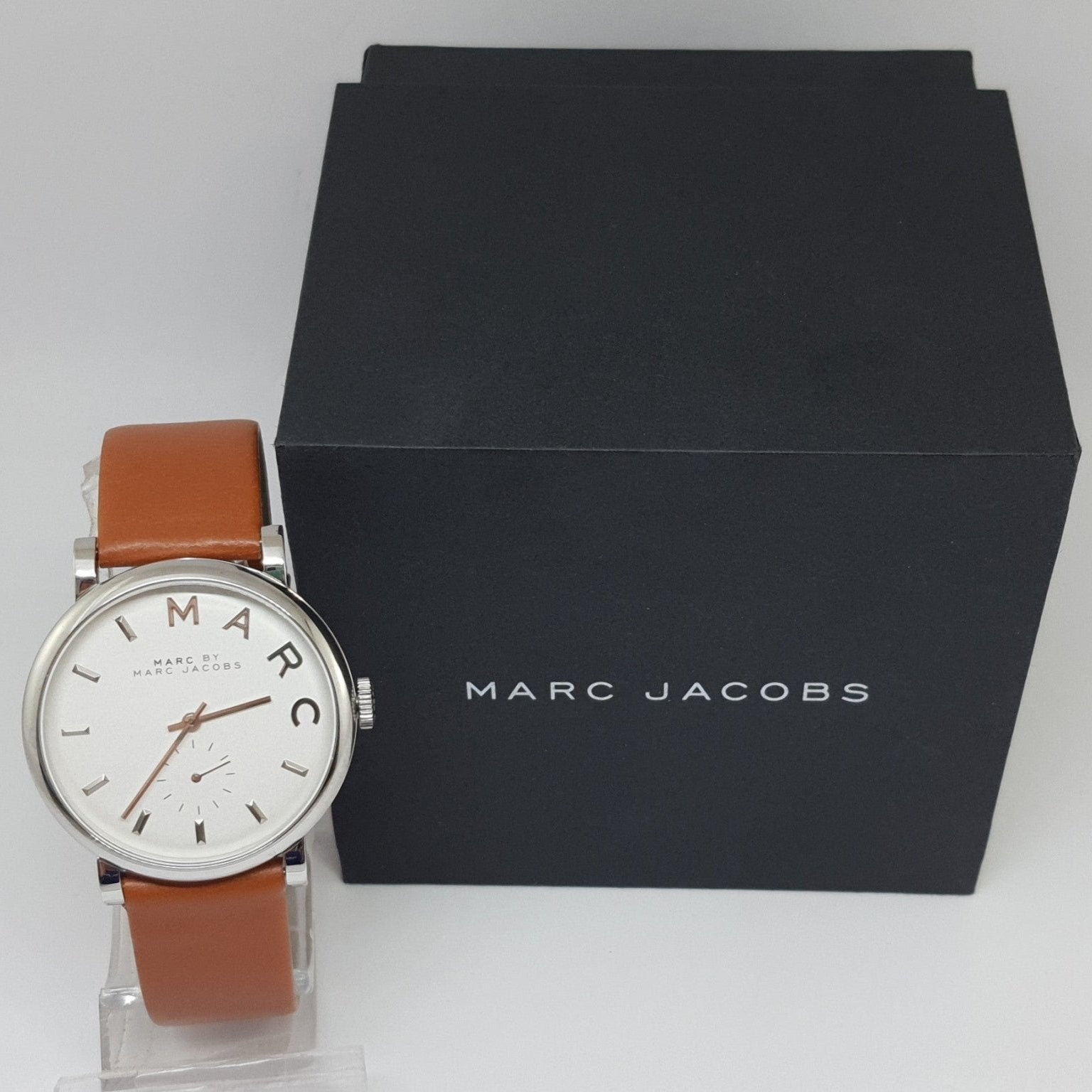 Marc Jacobs Baker White Dial Brown Leather Strap Watch for Women - MBM1265