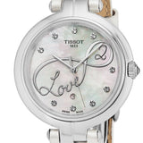Tissot T Trend Flamingo Valentines Mother of Pearl White Dial White Leather Strap Watch For Women - T094.210.16.111.01