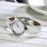 Tissot T Trend Flamingo Valentines Mother of Pearl White Dial White Leather Strap Watch For Women - T094.210.16.111.01