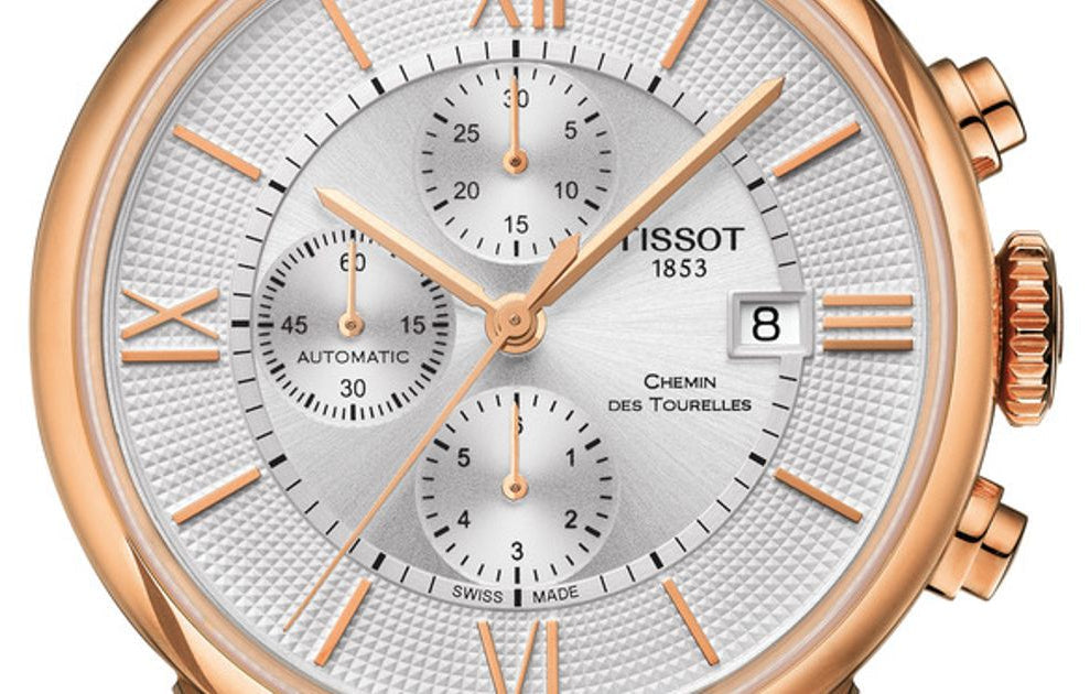 Tissot Des Tourelles Chronograph Silver Dial Brown Leather Strap Watch For Men - T099.427.36.038.00