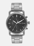 Fossil The Commuter Black Dial Grey Steel Strap Watch for Men - FS5400