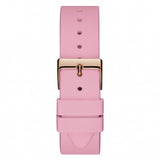 Guess Solar Rose Gold Dial Pink Rubber Strap Watch For Women - W1135L2