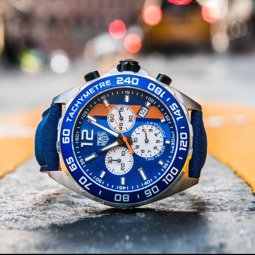 Tag Heuer Formula 1 Gulf Edition Blue Dial Blue Leather Strap Watch for Men - CAZ101N.FC8243