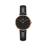Daniel Wellington Classic Petite Sheffield Black Dial Black Leather Strap Watch For Women - DW00100224