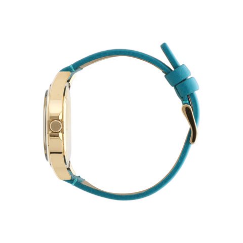 Marc Jacobs Baby Dave Gold Dial Blue Leather Strap Watch for Women - MBM1263