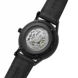 Emporio Armani Meccanico Automatic Black Dial Black Leather Strap Watch For Men - AR60042