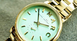 Marc Jacobs Baker Mint Green Dial Gold Steel Strap Watch for Women - MBM3284
