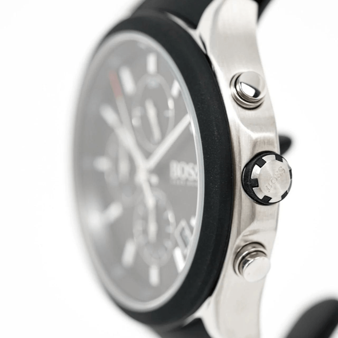 Hugo Boss Velocity Black Dial Black Leather Strap Watch for Men - 1513716