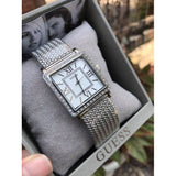 Guess Highline White Dial Silver Mesh Bracelet Watch For Women - W0826L1