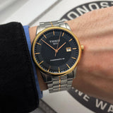 Tissot Luxury Powermatic 80 Black Dial Silver Steel Strap Watch For Men - T086.407.22.051.00