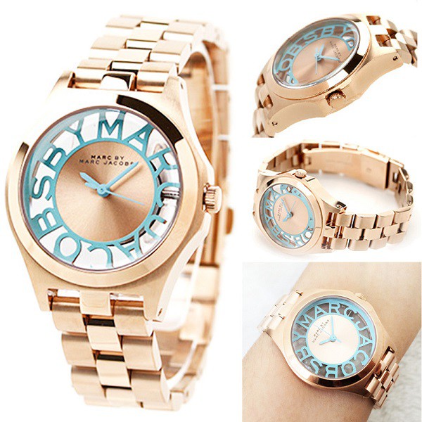 Marc Jacobs Henry Rose Gold Dial Rose Gold Steel Strap Watch for Women - MBM3296