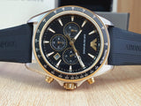 Emporio Armani Sigma Chronograph lack Dial Black Rubber Strap Watch For Men - AR80003