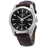 Tissot Gentleman Powermatic 80 Silicium Black Dial Brown Leather Strap Watch For Men - T127.407.16.051.01