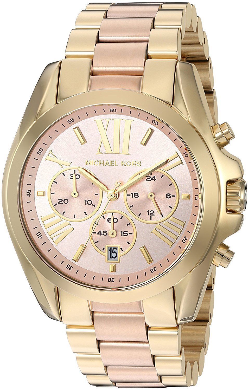 Michael Kors Bradshaw Gold Dial Two Tone Steel Strap Watch for Women - MK6359