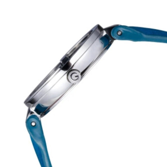 Gucci Interlocking Quartz Blue Dial Blue Leather Strap Watch For Women - YA133315