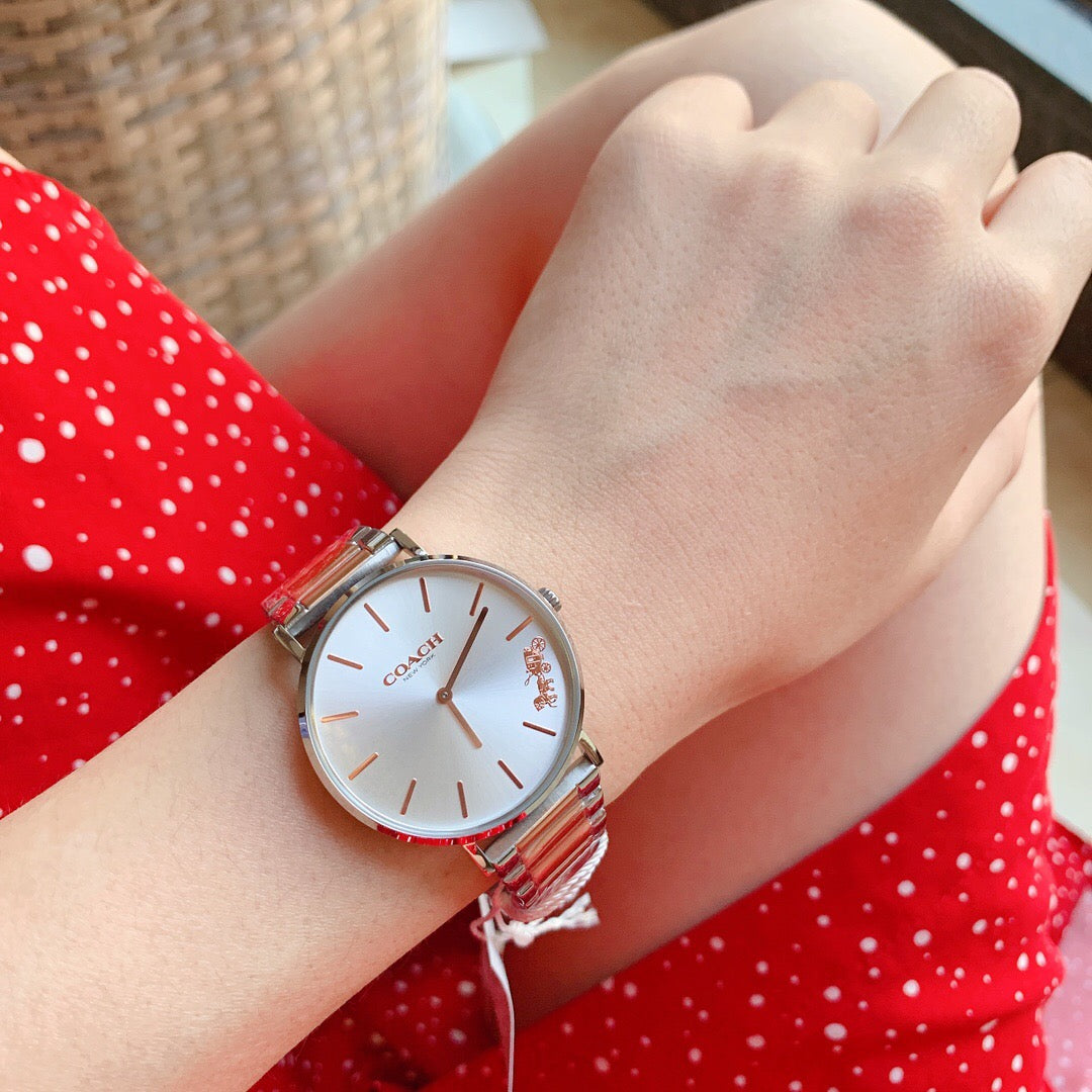 Coach Perry Silver Dial Silver Steel Strap Watch for Women - 14503344