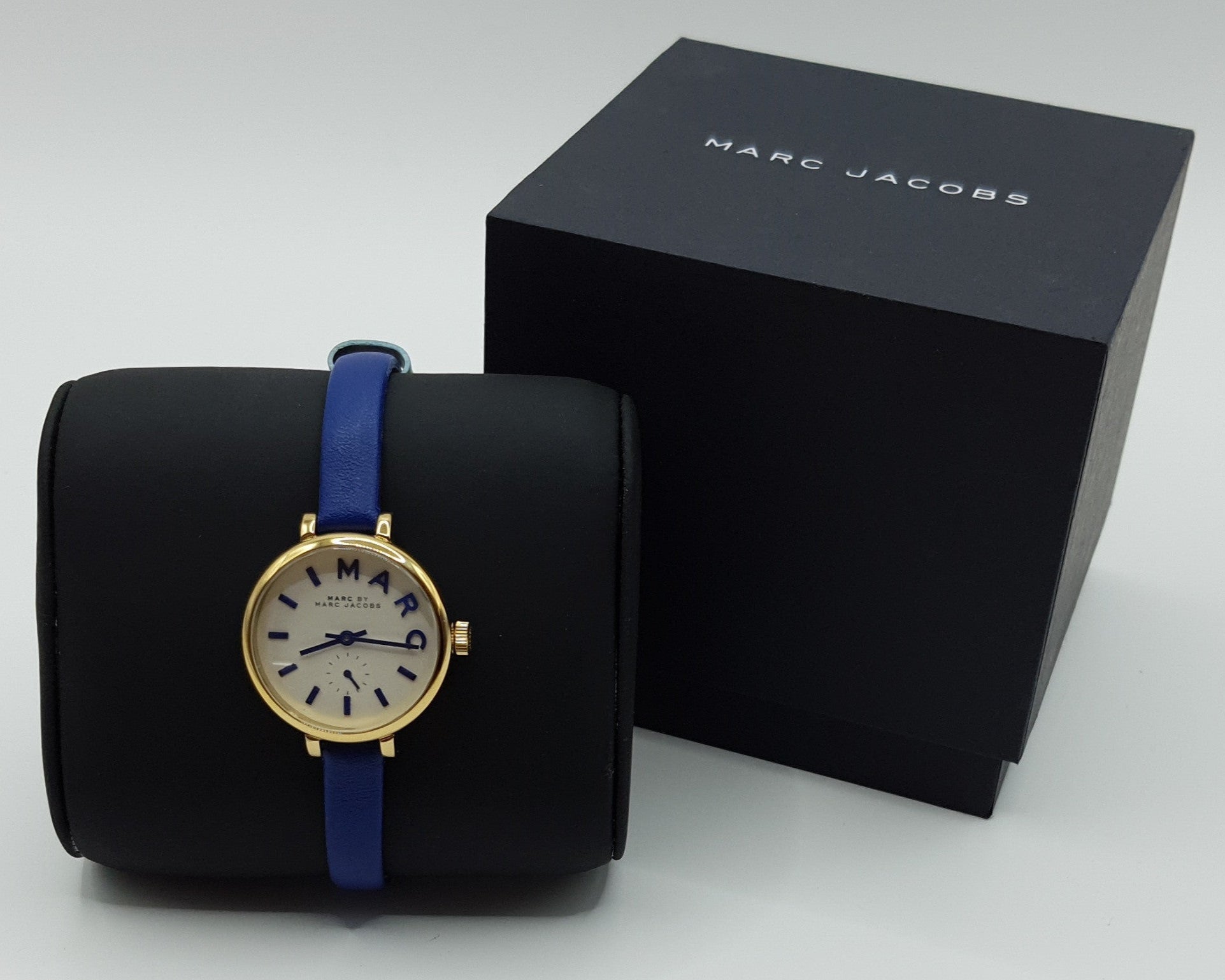 Marc Jacobs Sally White Dial Blue Leather Strap Watch for Women - MBM1354