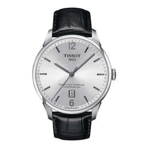 Tissot Chemin Des Tourelles Powermatic 80 Silver Dial Black Leather Strap Watch For Men - T099.407.16.037.00