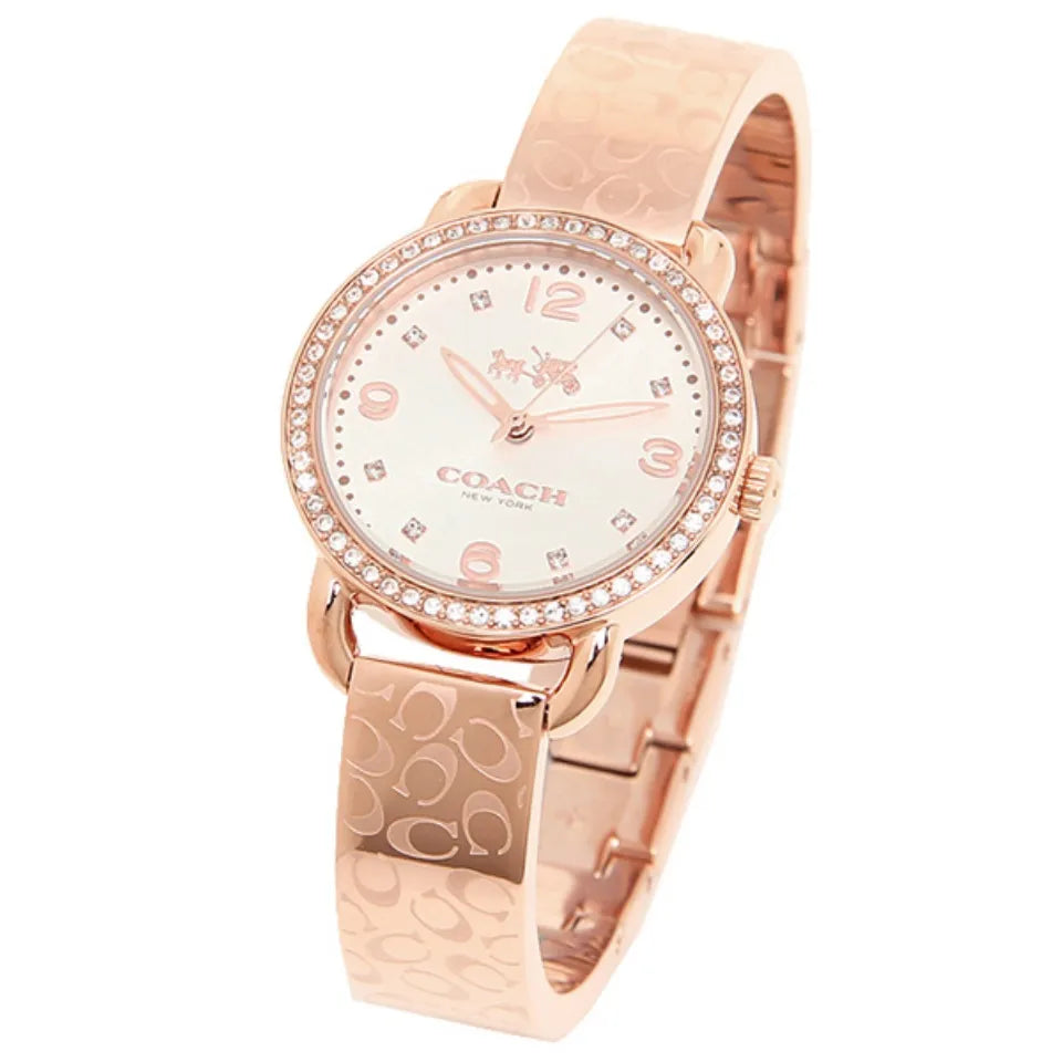 Coach Delancey Silver Dial Rose Gold Steel Strap Watch for Women - 14502355