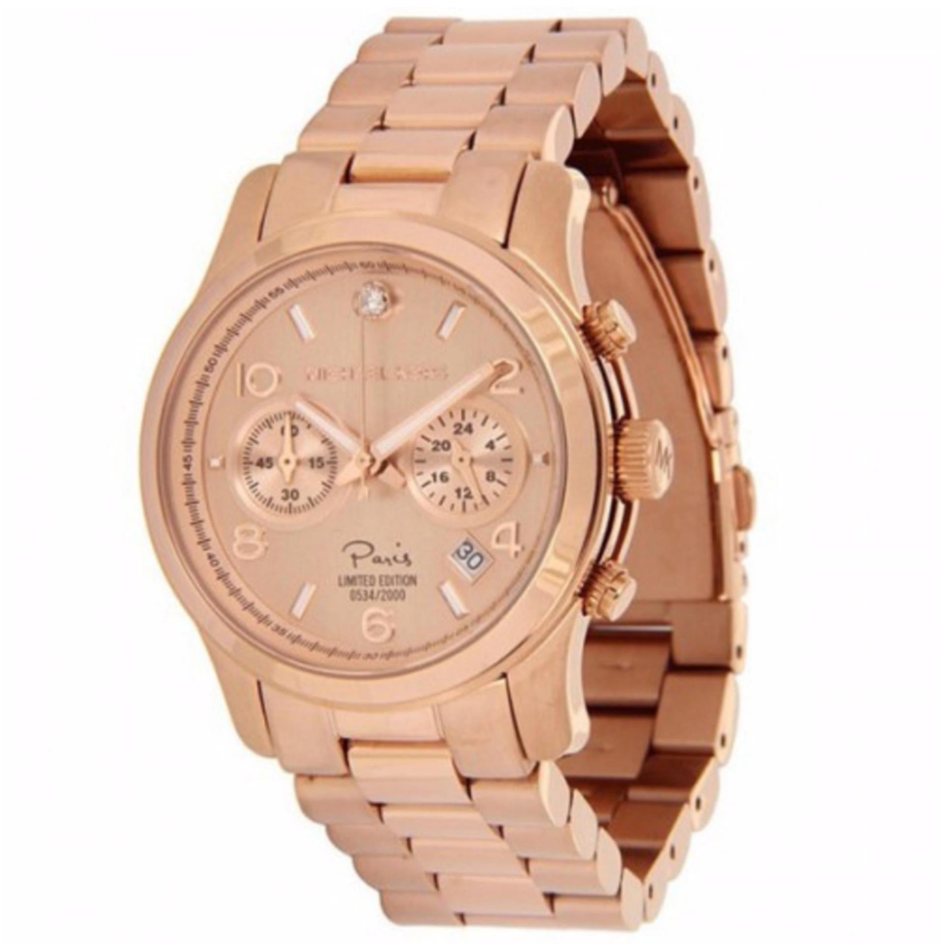 Michael Kors Paris Limited Edition Rose Gold Dial Steel Strap Watch for Women - MK5716