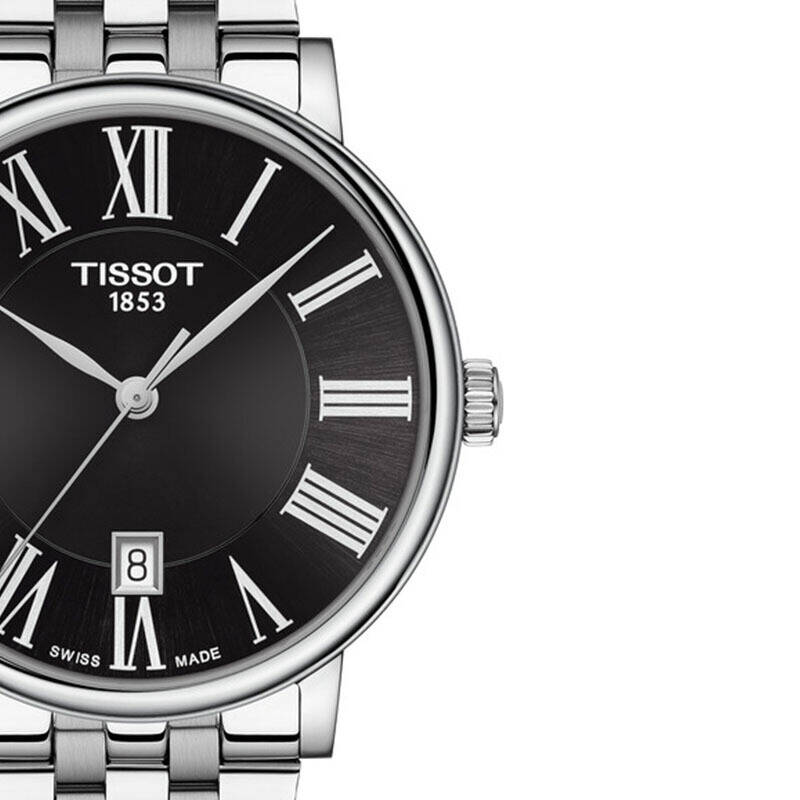 Tissot Carson Premium Black Dial Silver Steel Strap Watch For Men - T122.410.11.053.00