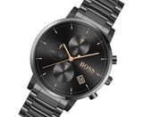 Hugo Boss Integrity Black Dial Black Steel Strap Watch for Men - 1513780