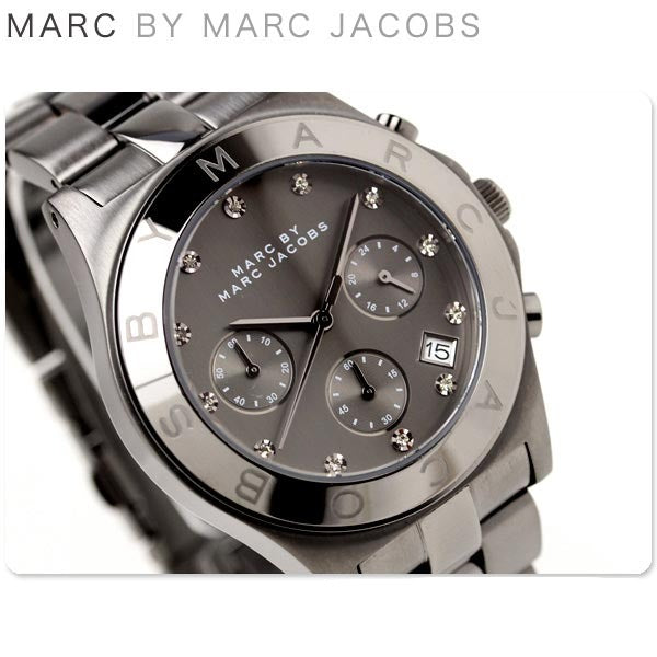 Marc Jacobs Blade Chronograph Black Dial Black Steel Strap Watch for Women - MBM3103