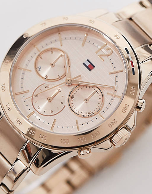 Tommy Hilfiger Haven Chronograph Rose Gold Dial Rose Gold Steel Strap Watch For Women - 1782197