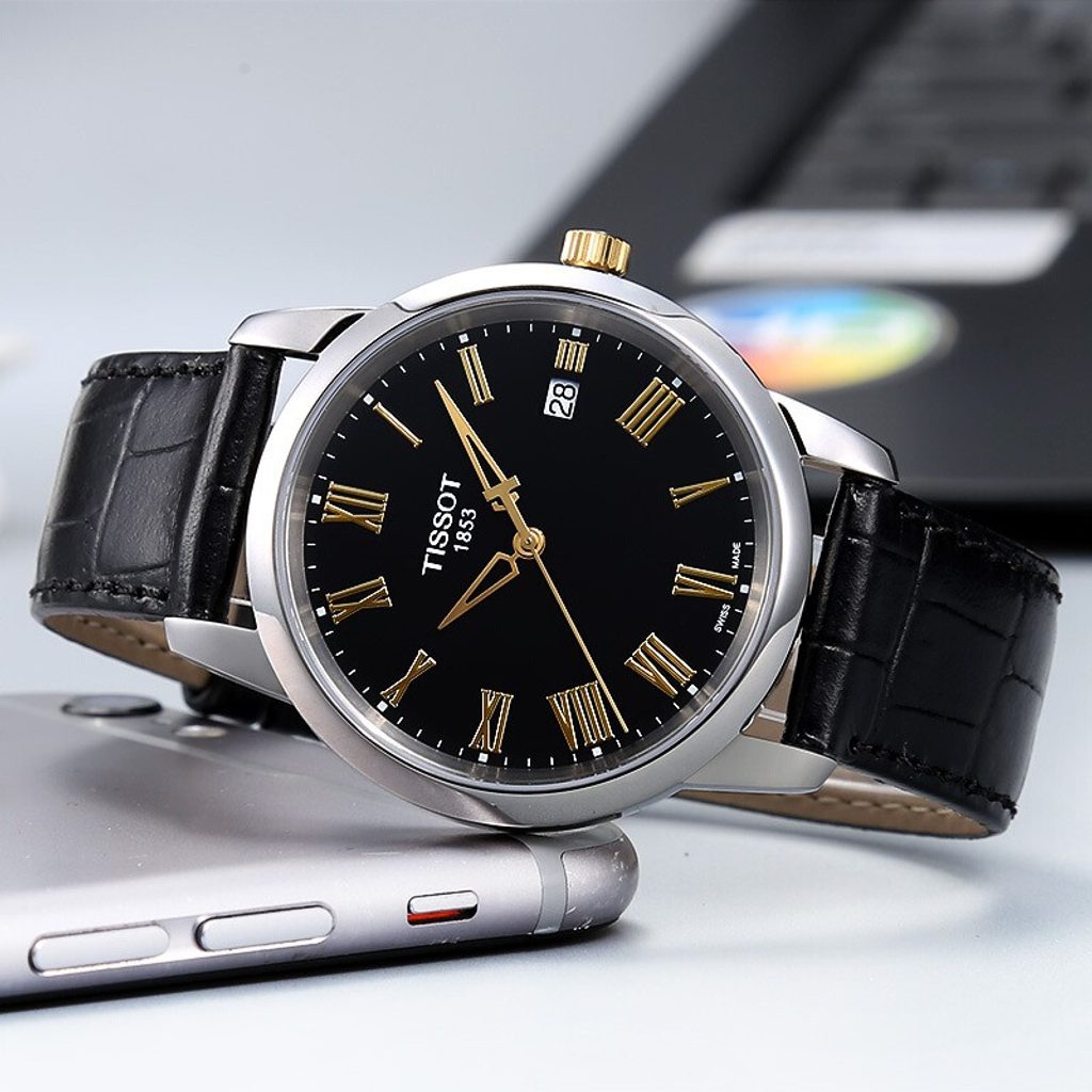 Tissot T Classic Dream Black Dial Black Leather Strap Watch for Men - T033.410.26.053.01