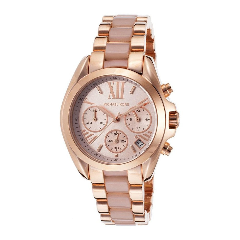 Michael Kors Bradshaw Rose Gold Dial Two Tone Steel Strap Watch for Women - MK6066