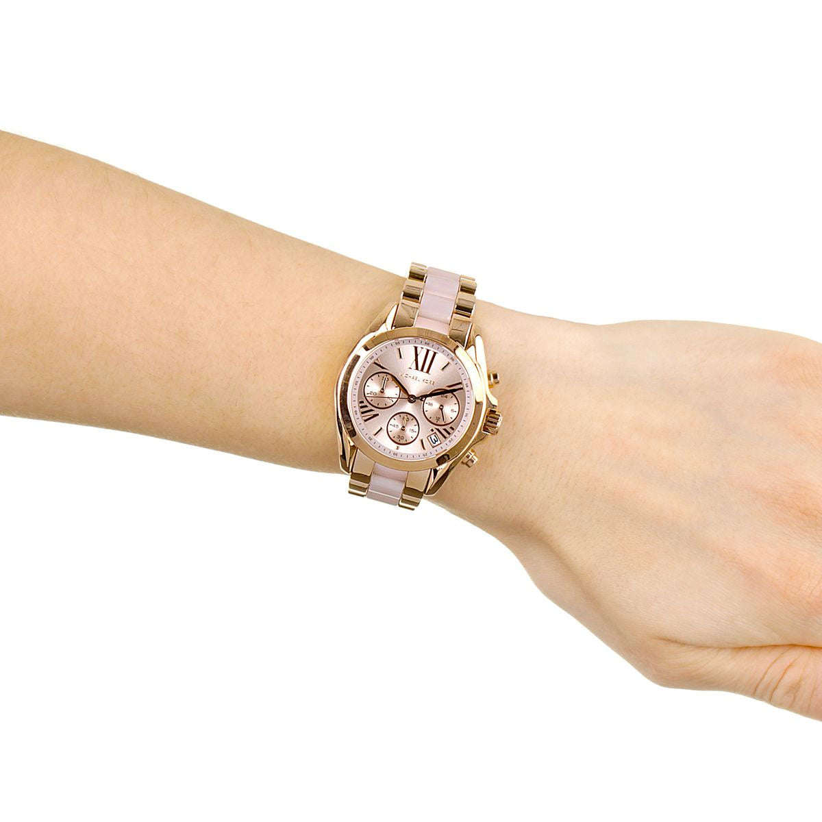 Michael Kors Bradshaw Rose Gold Dial Two Tone Steel Strap Watch for Women - MK6066