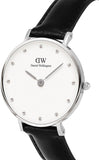 Daniel Wellington Classy Sheffield White Dial Black Leather Strap Watch For Women - DW00100080
