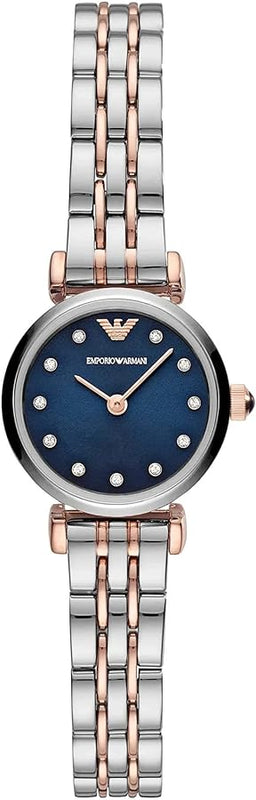Emporio Armani Gianni T Bar Quartz Blue Dial Two Tone Steel Strap Watch For Women - AR11222