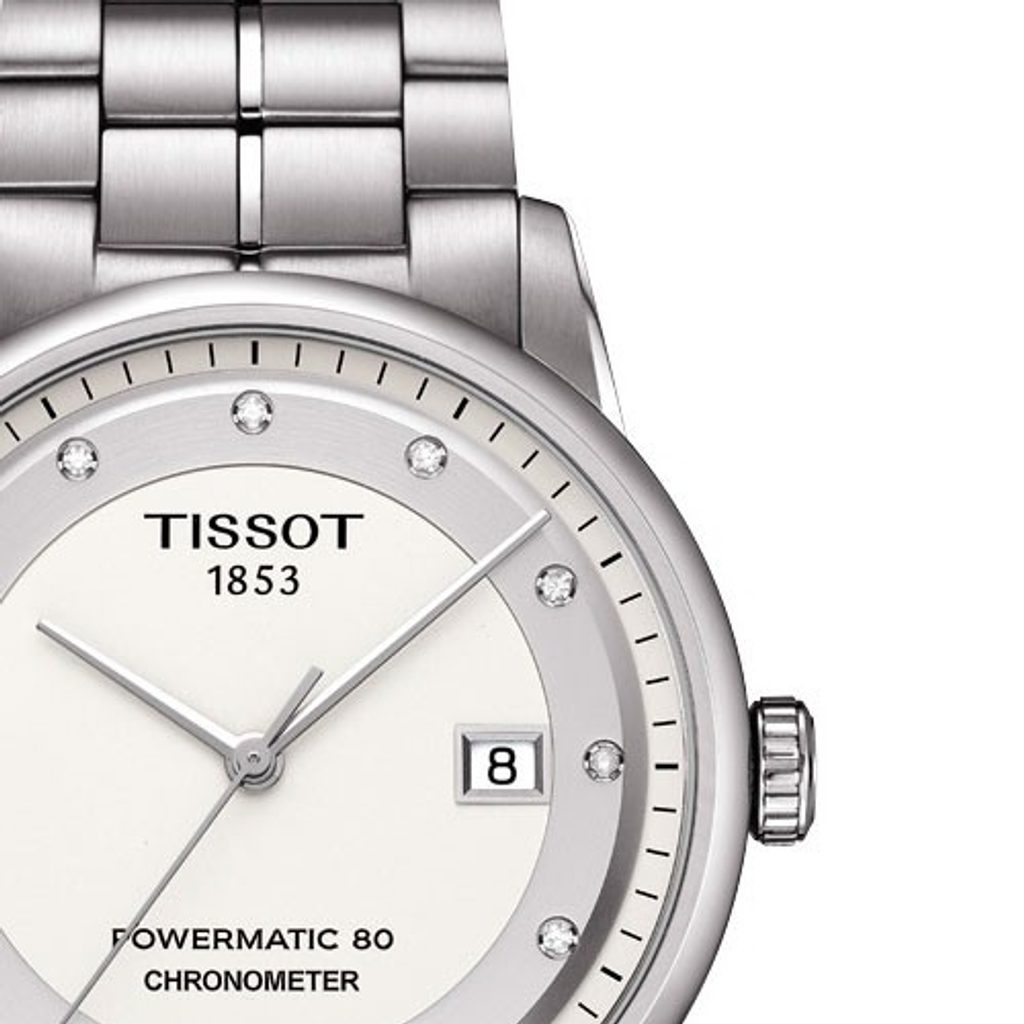 Tissot T Classic Luxury Powermatic 80 White Dial Silver Steel Strap Watch For Men - T086.408.11.016.00