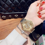 Guess Madison Diamonds Gold Dial Gold Steel Strap Watch for Women - W0637L2