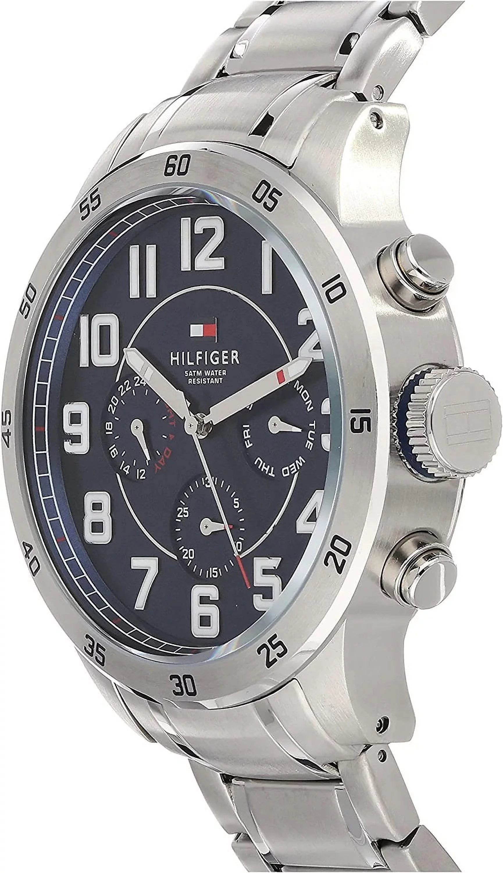 Tommy Hilfiger Trent Chronograph Blue Dial Silver Steel Strap Watch for Men - 1791053