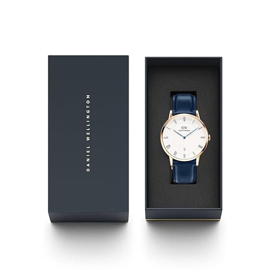 Daniel Wellington Dapper Somerset White Dial Blue Leather Strap Watch For Men - DW00100191