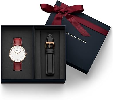 Daniel Wellington Petite Suffolk Red Dial Red Leather Strap Watch For Women - DW00100404