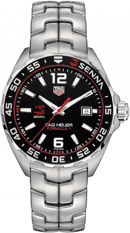 Tag Heuer Formula 1 Senna Limited Edition Black Dial Silver Steel Strap Watch for Men - WAZ1012.BA0883