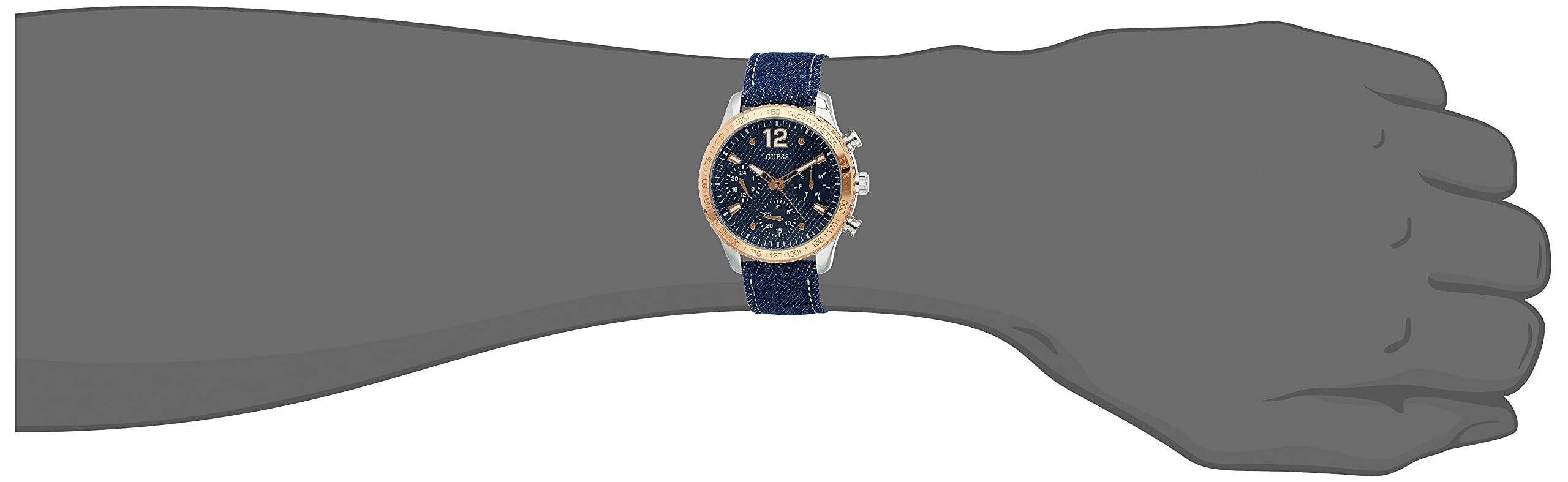 Guess Marina Chronograph Blue Dial Blue Denim Strap Watch For Women - W1057L1