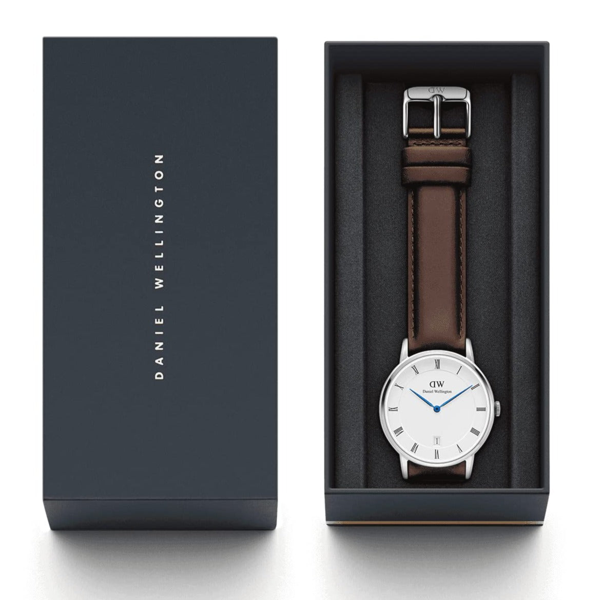 Daniel Wellington Dapper Bristol White Dial Brown Leather Strap Watch For Women - DW00100090