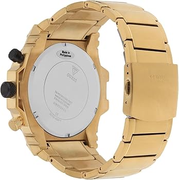 Guess Atlas Chronograph Gold Dial Gold Steel Strap Watch For Men - W0668G4