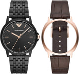 Emporio Armani Interchangeable Black Dial Black Steel Strap Watch For Men - AR80021