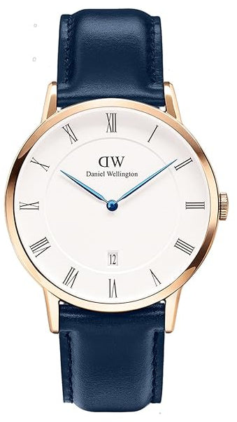Daniel Wellington Dapper Somerset White Dial Blue Leather Strap Watch For Men - DW00100191