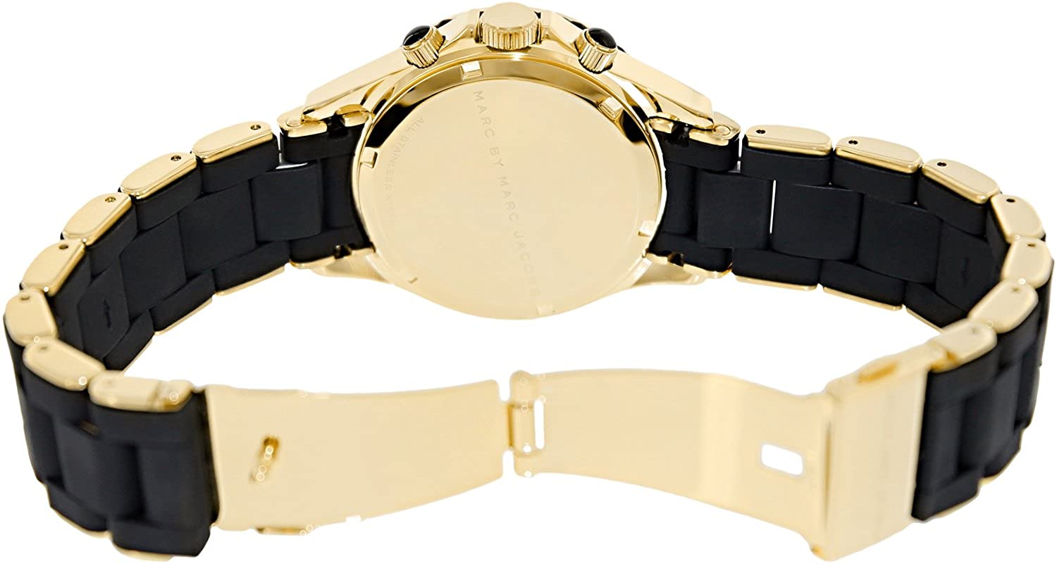 Marc Jacobs Rock Chronograph Black Dial Black Silicone Strap Watch for Women - MBM2598