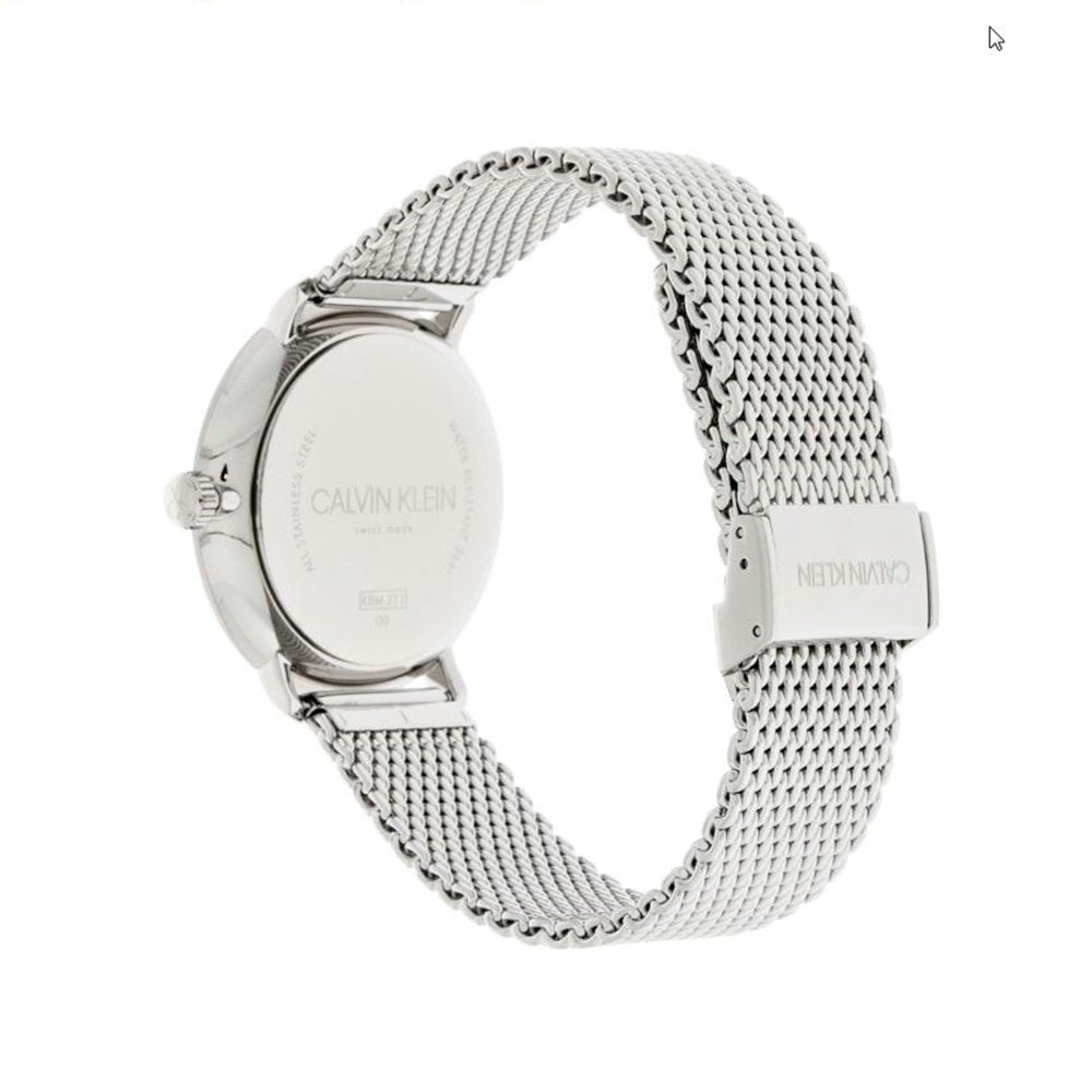 Calvin Klein White Dial Silver Mesh Bracelet Watch for Women - K8M21126