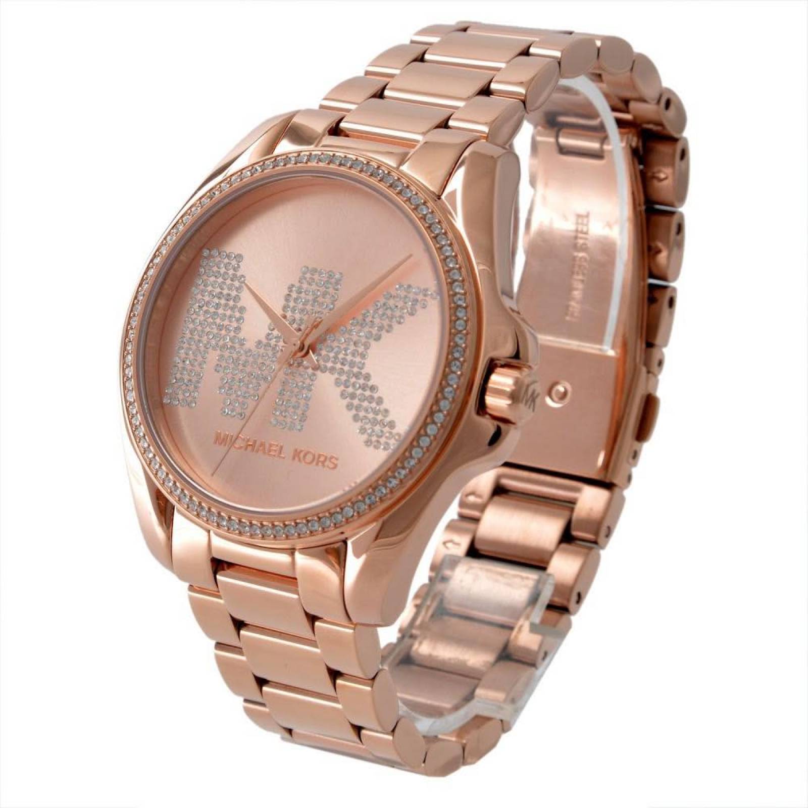 Michael Kors Bradshaw Quartz Rose Gold Dial Rose Gold Steel Strap Watch For Women - MK6556