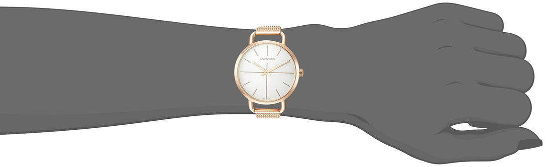 Calvin Klein Even White Dial Rose Gold Mesh Bracelet Watch for Women - K7B23626