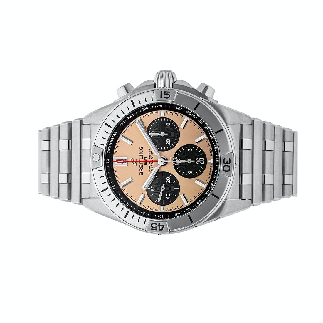 Breitling Chronomat B01 42 Brown Dial Silver Steel Strap Watch for Men - AB0134101K1A1