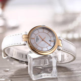 Tissot T Lady Flamingo Mother of Pearl White Dial White Leather Strap Watch For Women - T094.210.26.111.01